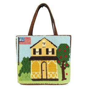 Needlepoint Embroidery Plastic Canvas Tote Bag Women's Multicolor